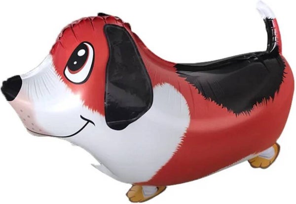 Ballon in de vorm van een hond bruin zwart wit