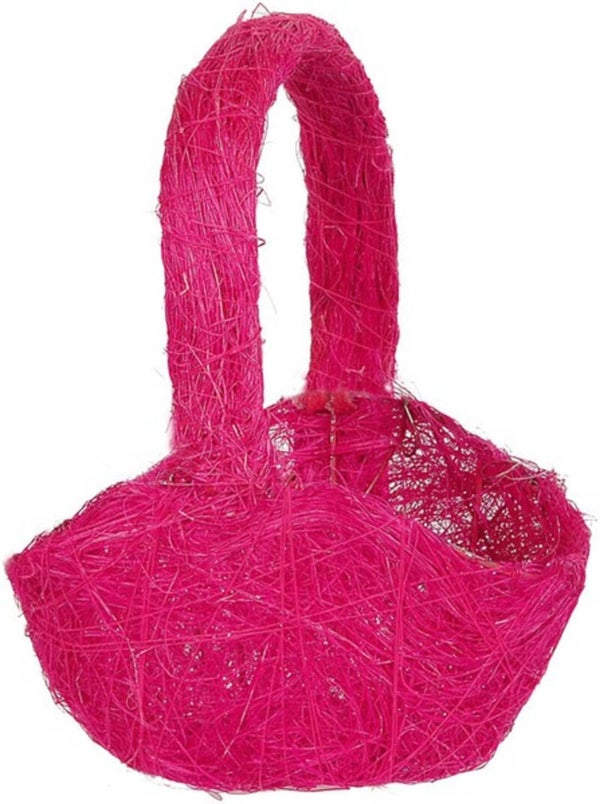 Sisal (strooi)mandje roze