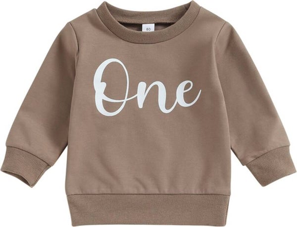 Eerste verjaardag sweater One bruin