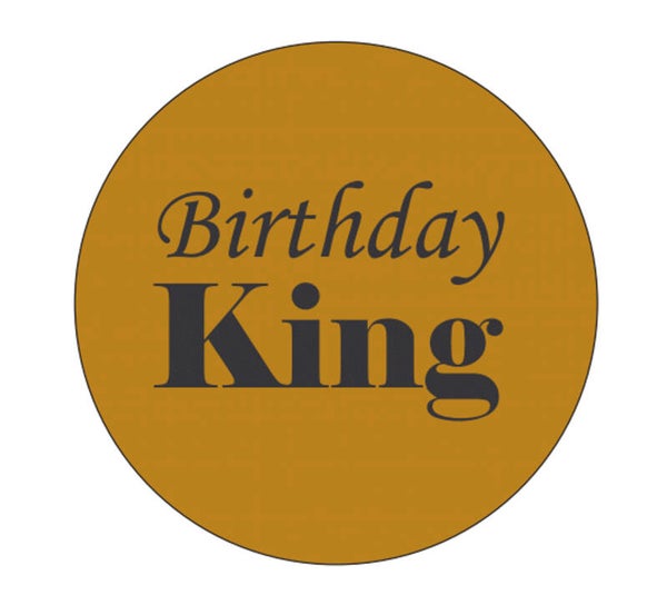 Button of kleding (magneet) Birthday King goud met of zonder eigen tekst