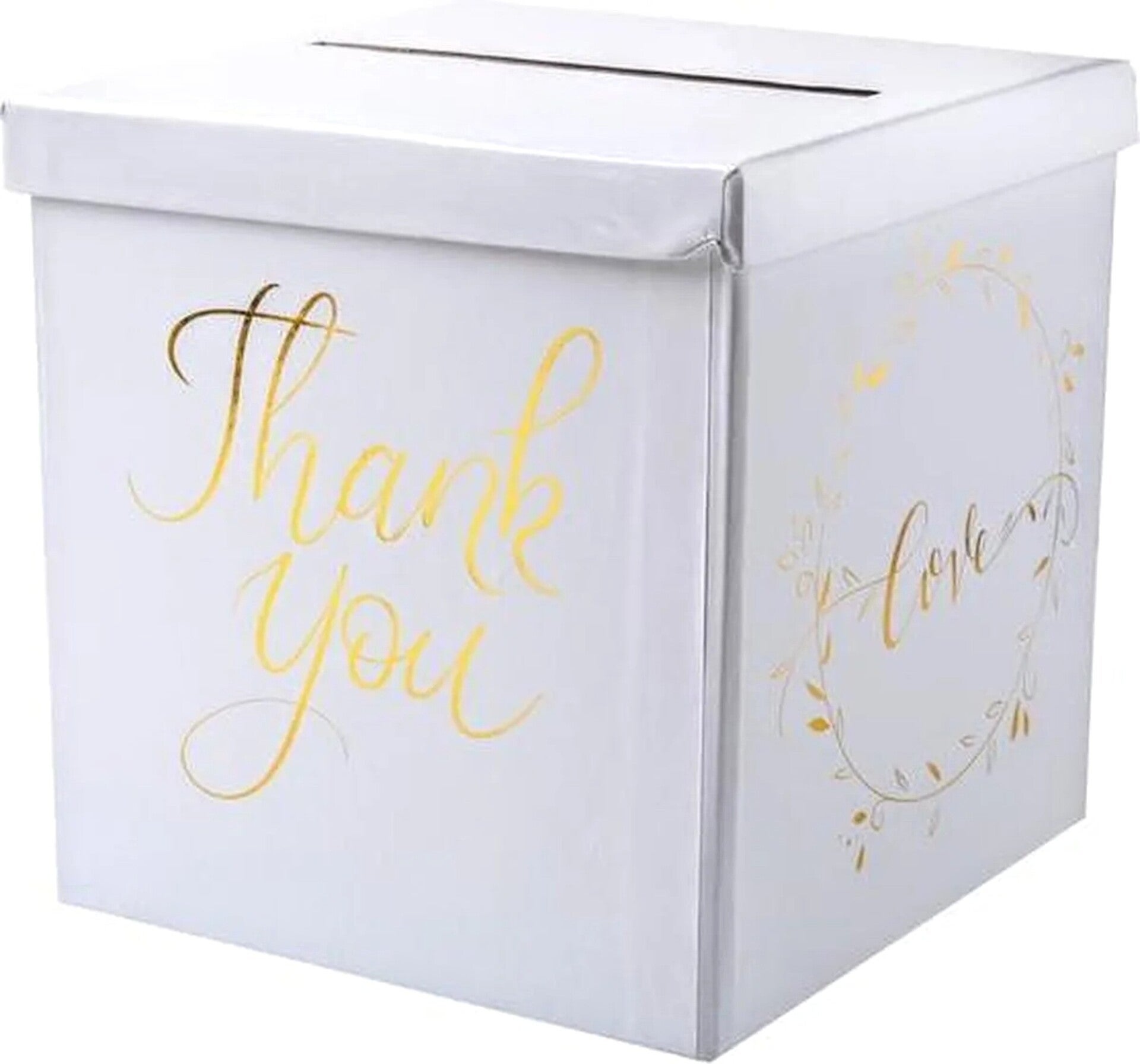 Enveloppendoos/moneybox Just Married wit met goud