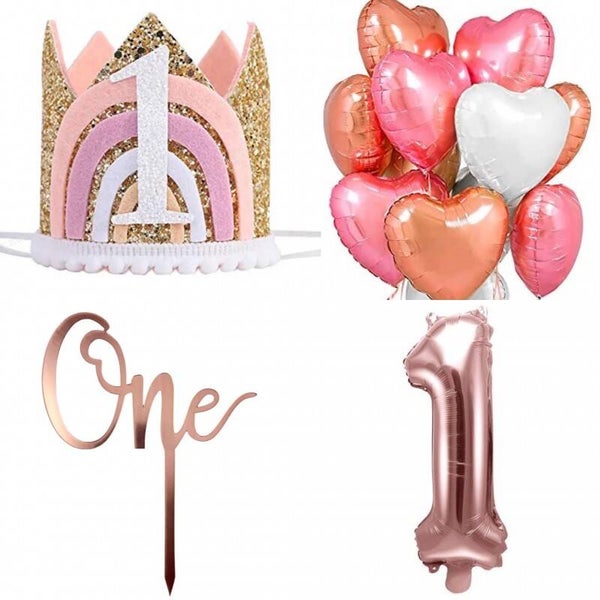 15-delige eerste verjaardag cakesmash set Rainbow Love