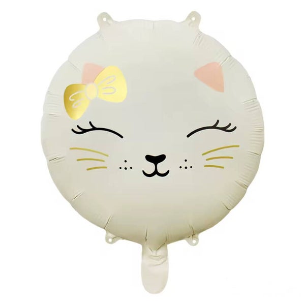 Folie ballon in de vorm van een katten hoofdje Sweet Ivory
