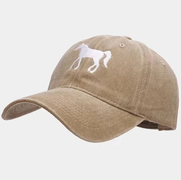 Cap Horse beige met witte geborduurde afbeelding