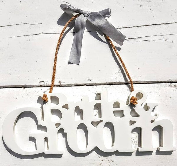 Houten letterbord Bride & Groom
