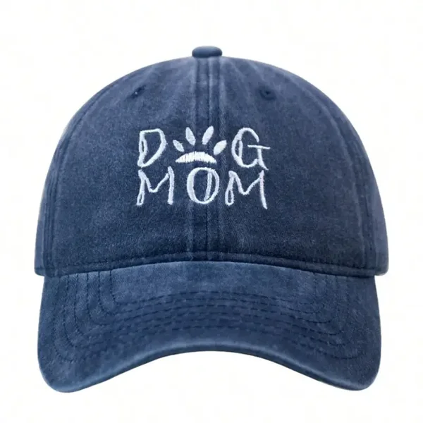 Cap Dog Mom donker blauw met witte geborduurde tekst