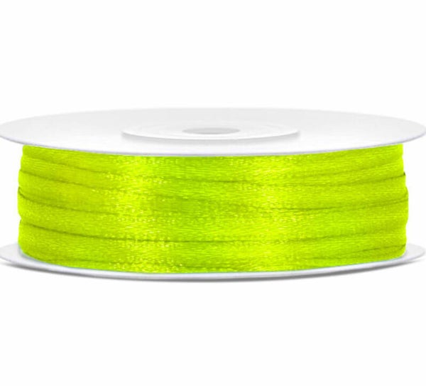 Satijn lint neon groen 3 mm breed en 50 meter lang