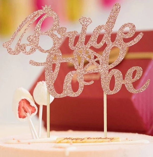 Acryl taart topper Bride to Be rosë goud glitter karton