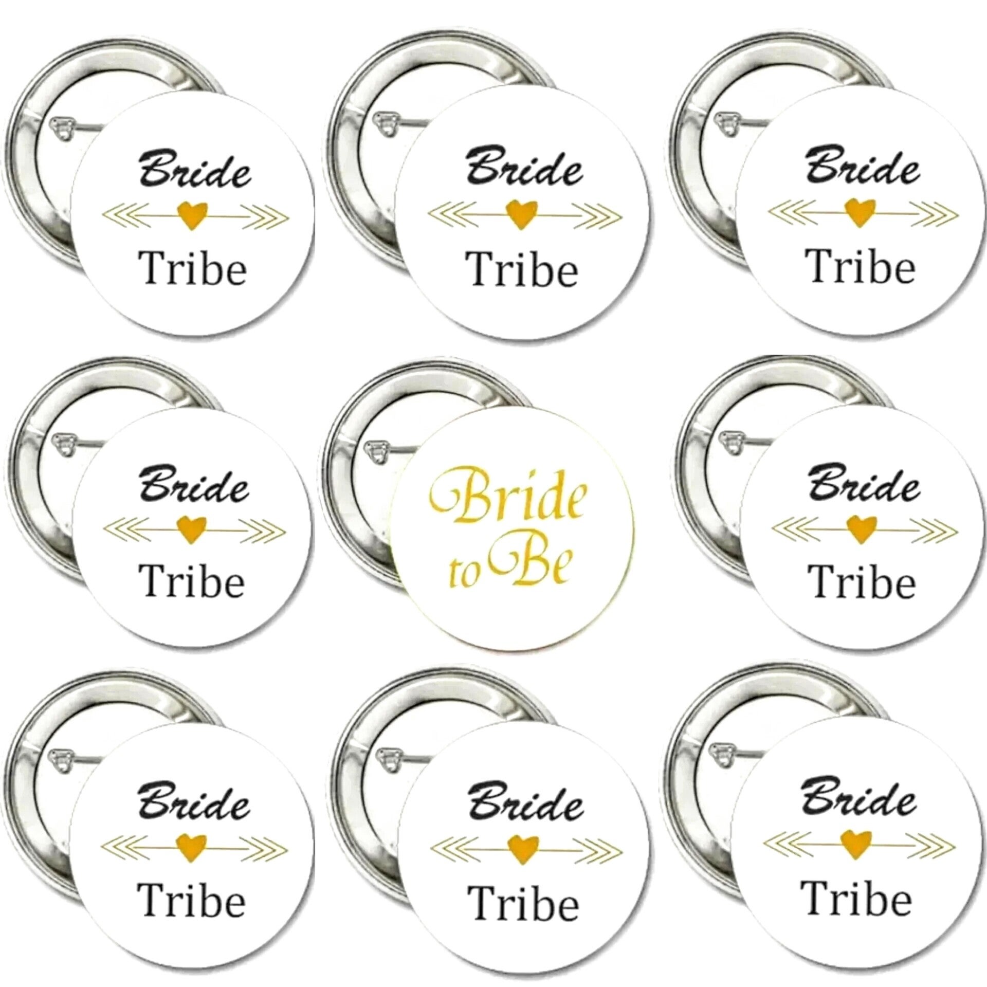 9 vrijgezellenfeest buttons Bride en Team Bride Tribal