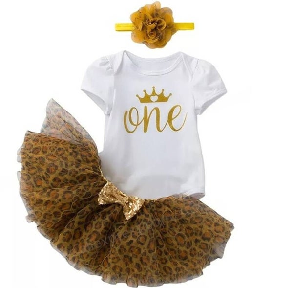 1e Verjaardag set One Wild Princess wit goud bruin