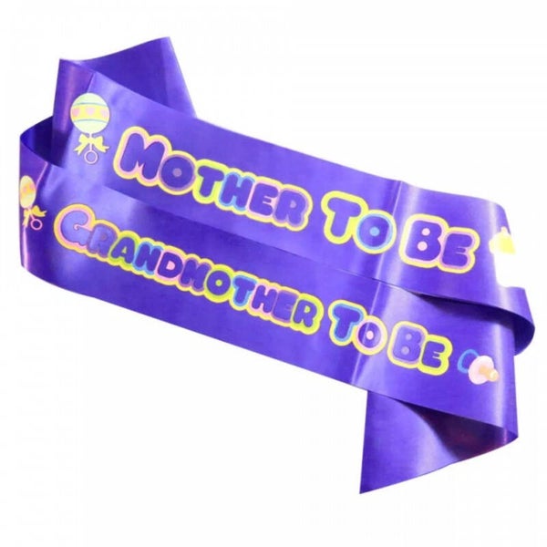 Babyshower sjerpen set Mommy en Grandma to Be paars met pastel kleuren