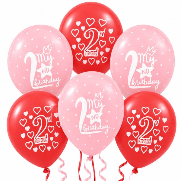 Licht en donker roze ballonnen 2e verjaardag