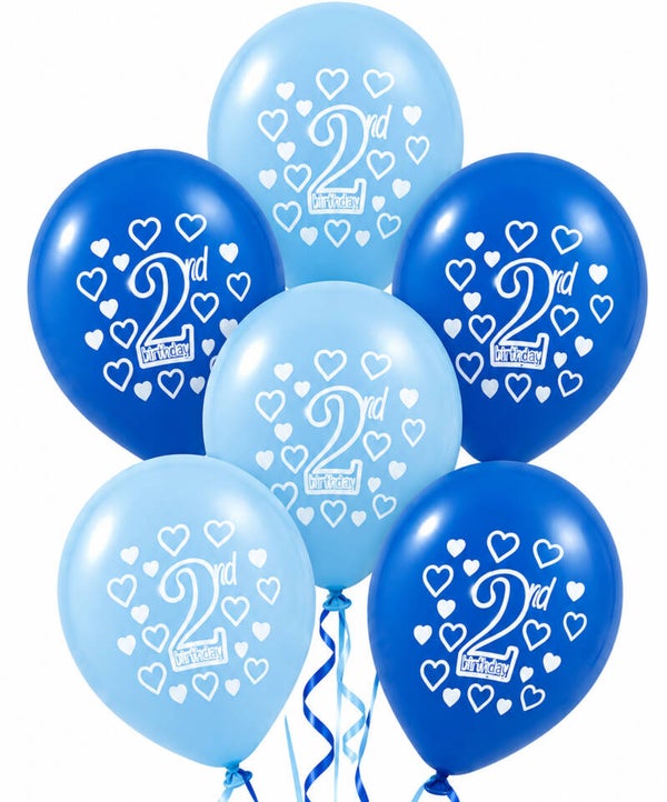 Licht en donker blauwe ballonnen 2e verjaardag