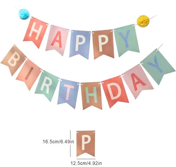 Slinger Happy Birthday multi coloured met 2 pompoms