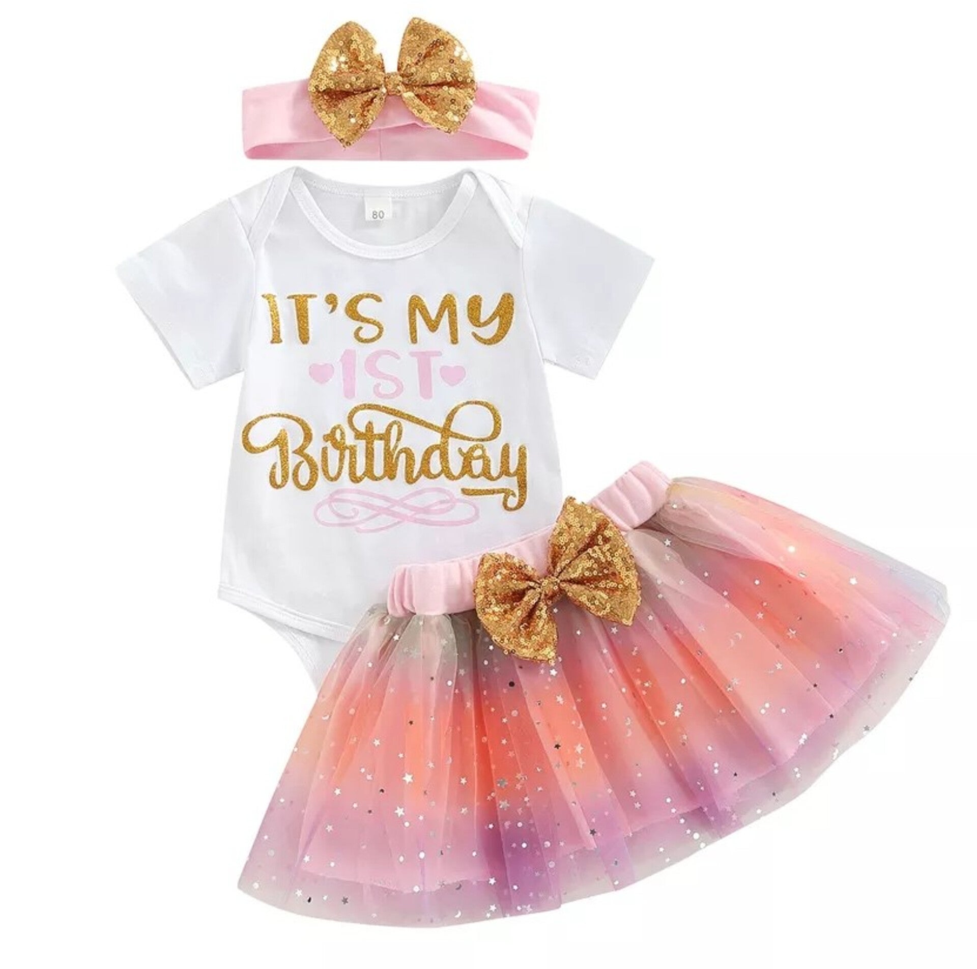 3-delig 1e verjaardag cakesmash kleding set Fairy Tale
