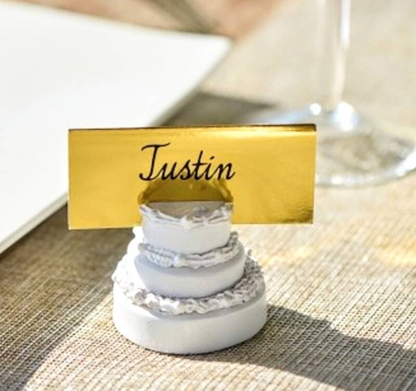 Bruidstaart plaatskaarthouder wit