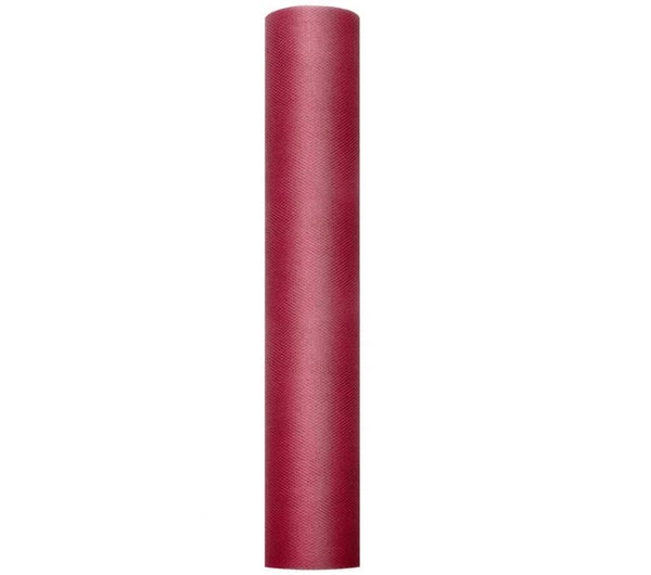 Tule rol van 30 cm breed en 9 meter lang bordeaux rood
