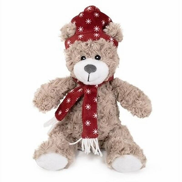 Heerlijk zachter hondenknuffel Beer met muts en sjaal 30X13 cm