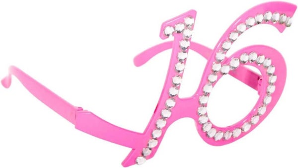 Sweet Sixteen bril roze met diamantjes