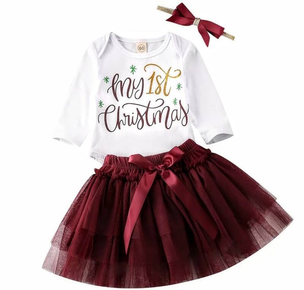 3-delige tutu kerst outfit My First Christmas