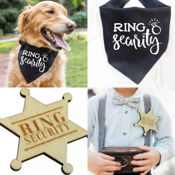 2-delige ring security set met bandana en houten badge