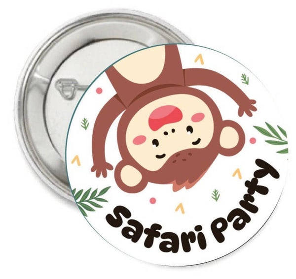 Button of (kleding)magneet Safari Party met of zonder eigen tekst