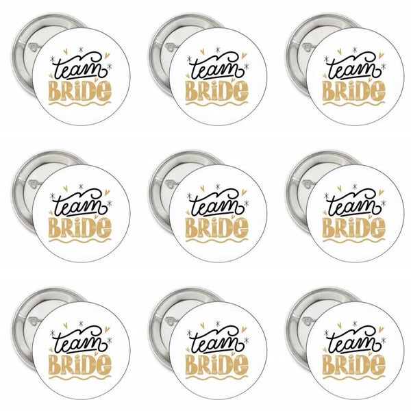 9 Buttons Team Bride goud met zwart