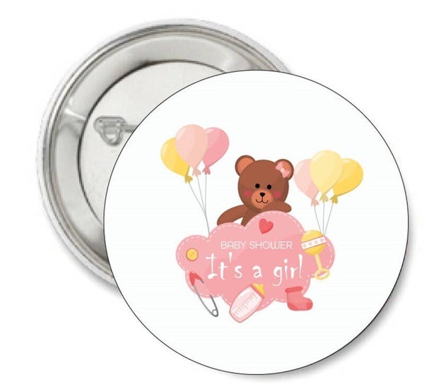 Button of (kleding)magneet It's a Girl Bear met of zonder eigen tekst