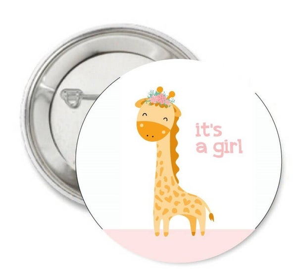 Button of (kleding)magneet It's a Girl Giraf met of zonder eigen tekst