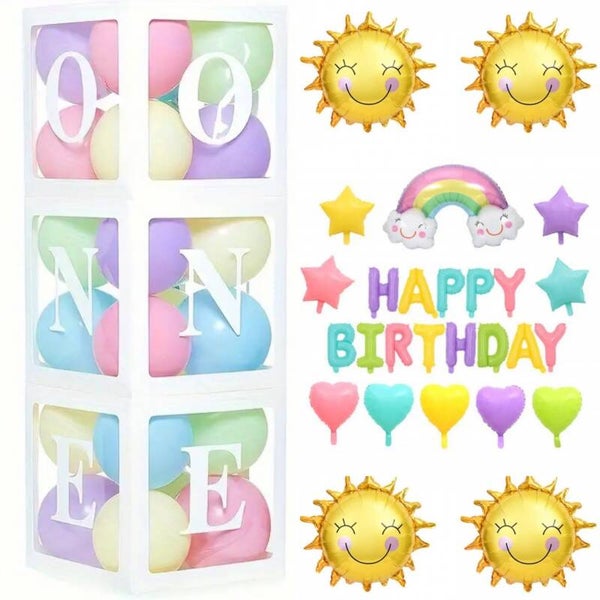 Macoron pastel ballonnen set XXL met 3 ballon boxen 48-delig