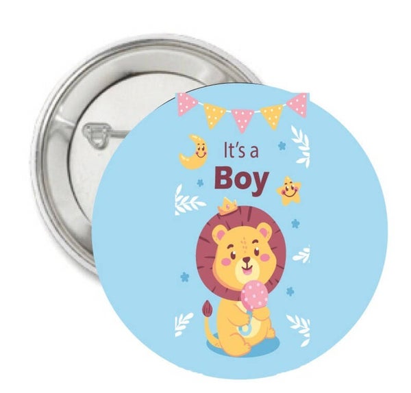 Button of (kleding)magneet It's a Boy Baby Lion met of zonder eigen tekst