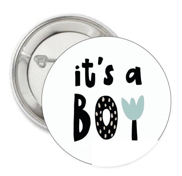 Button of (kleding)magneet It's a Boy black white mint met of zonder eigen tekst