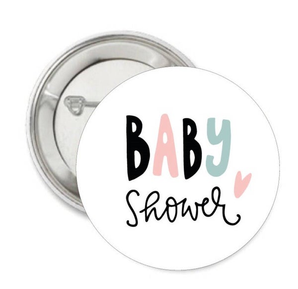 Button of (kleding)magneet Babyshower pastel love met of zonder eigen tekst