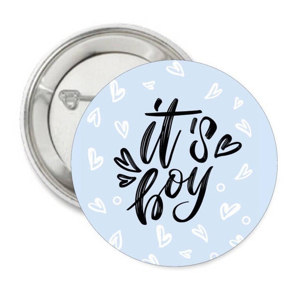 Button of (kleding)magneet It's a Boy hearts met of zonder eigen tekst