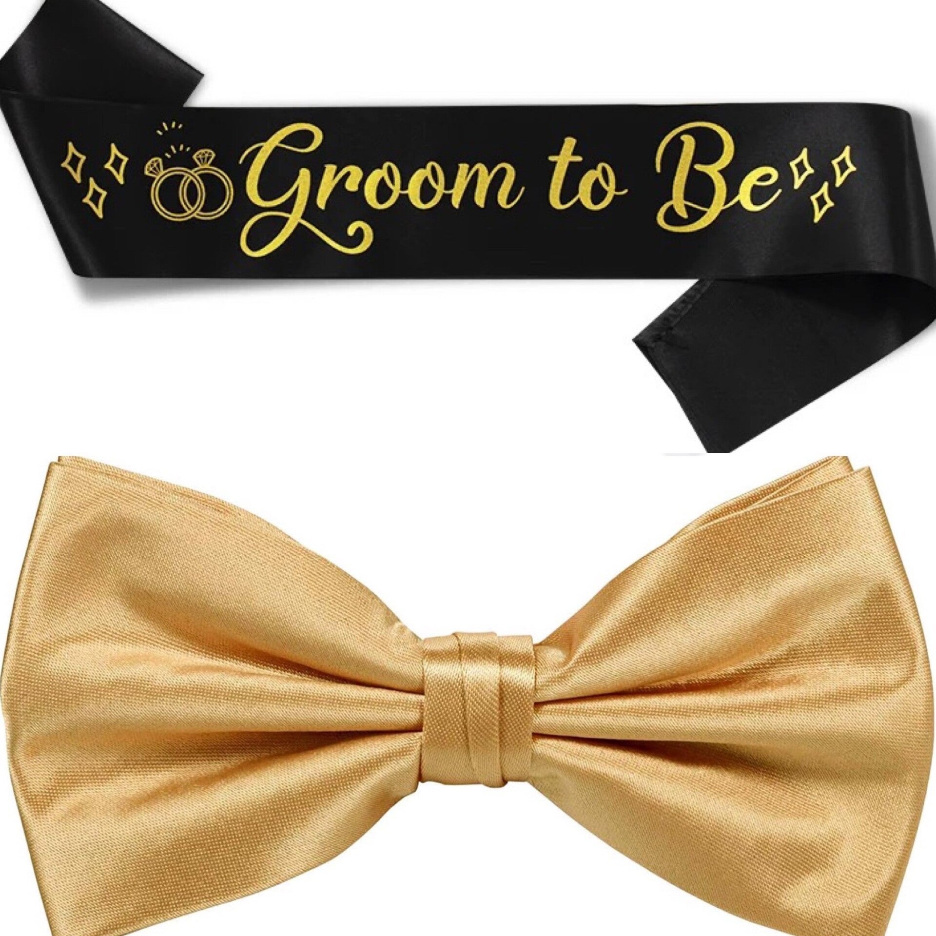 Groom to Be sjerp en dasstrik zwart met goud