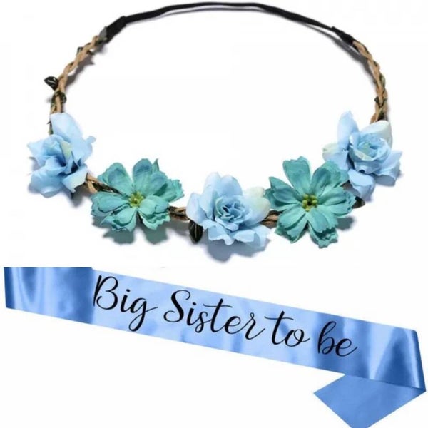 Big Sister to Be sjerp en haarband blauw