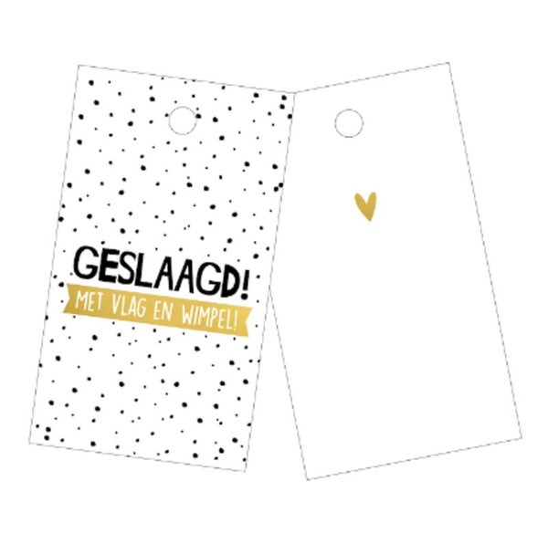 Cadeaulabel Geslaagd met vlag en wimpel - 40x70mm