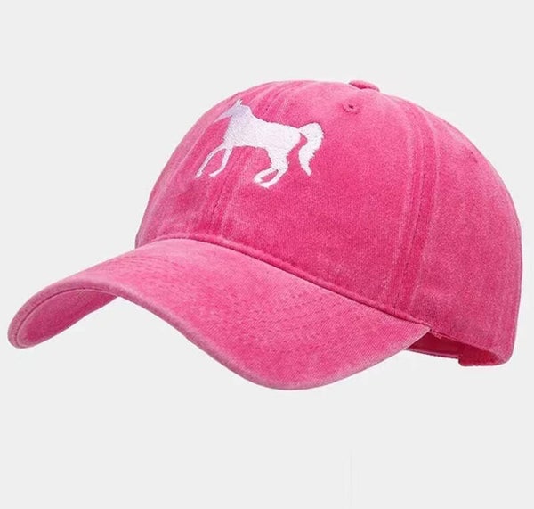 Cap Horse roze met witte geborduurde afbeelding