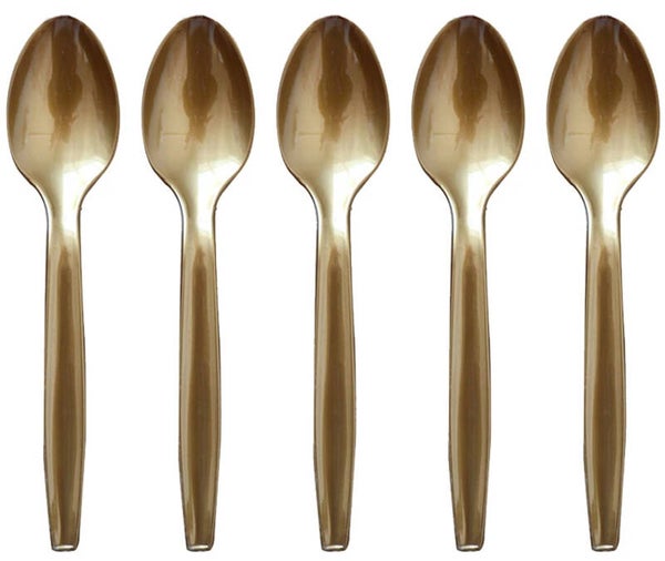 10 plastic lepels goud