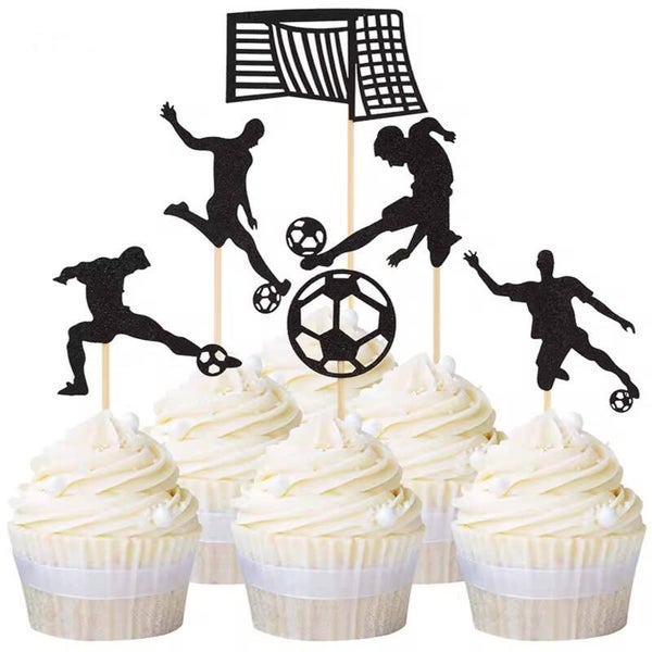 Voetbal taart of cupcake decoratie set