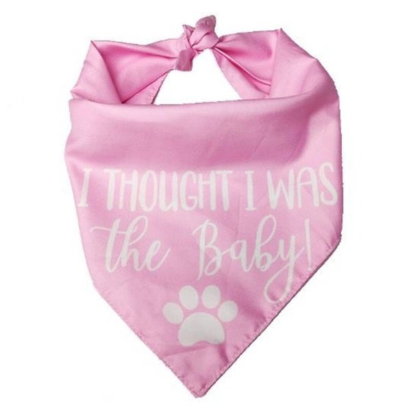 Honden bandana I Thought I was the Baby roze met witte tekst en honden pootje