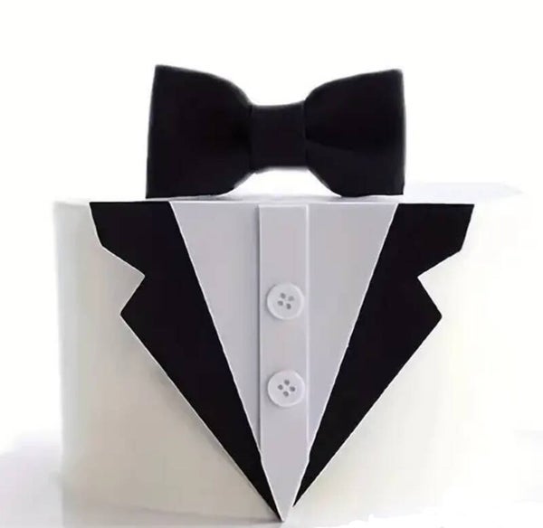 Taart topper Tuxedo met echte strik en knoopjes