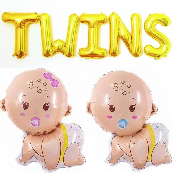 Folie ballonen set Twins Boy + Girl, 2x Boy of 2x Girl