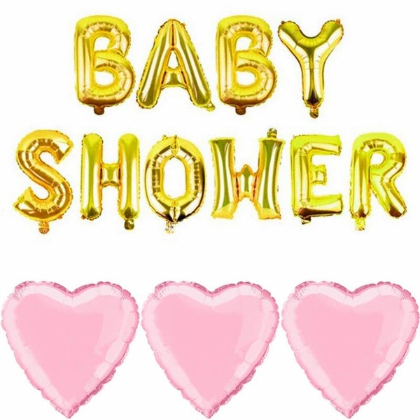 Babyshower folie ballonnen set roze met goud 4-delig