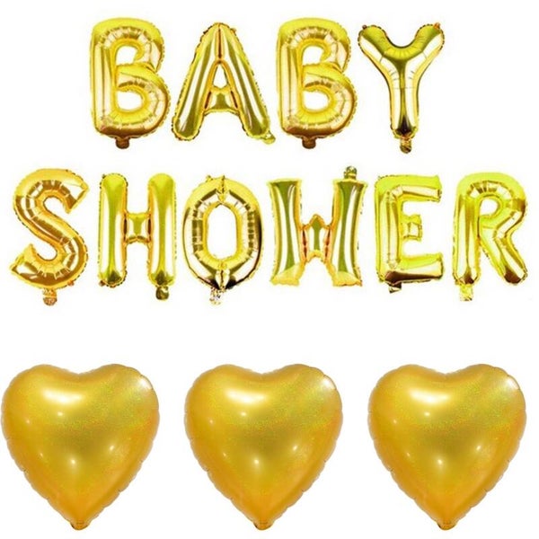 Babyshower folie ballonnen set goud 4-delig