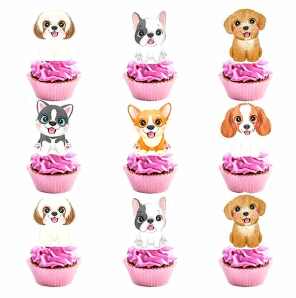 24 Cupcake toppers Sweet Dogs met verschillende honden