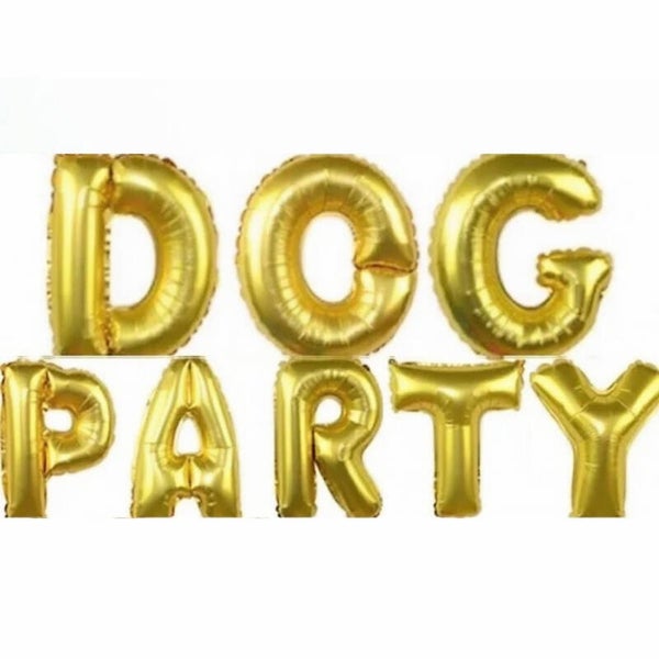 Folie ballon letter set Dog Party goud