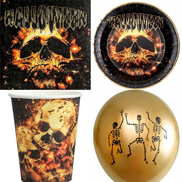 Halloween party pakket Doodshoofd 36-delig