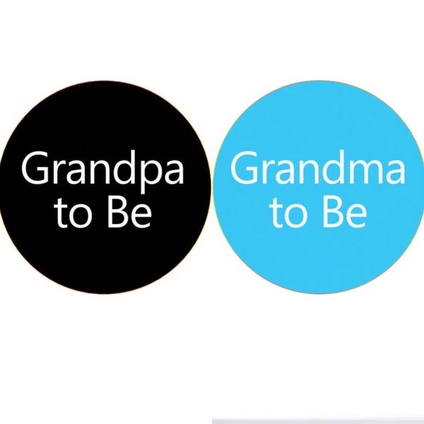 Grandma en Grandpa to Be (kleding)magneten zwart en blauw