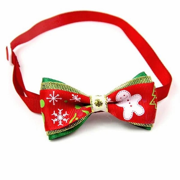 Kerst strik Gingerbread mannetje in 3 traditionele kerst kleuren